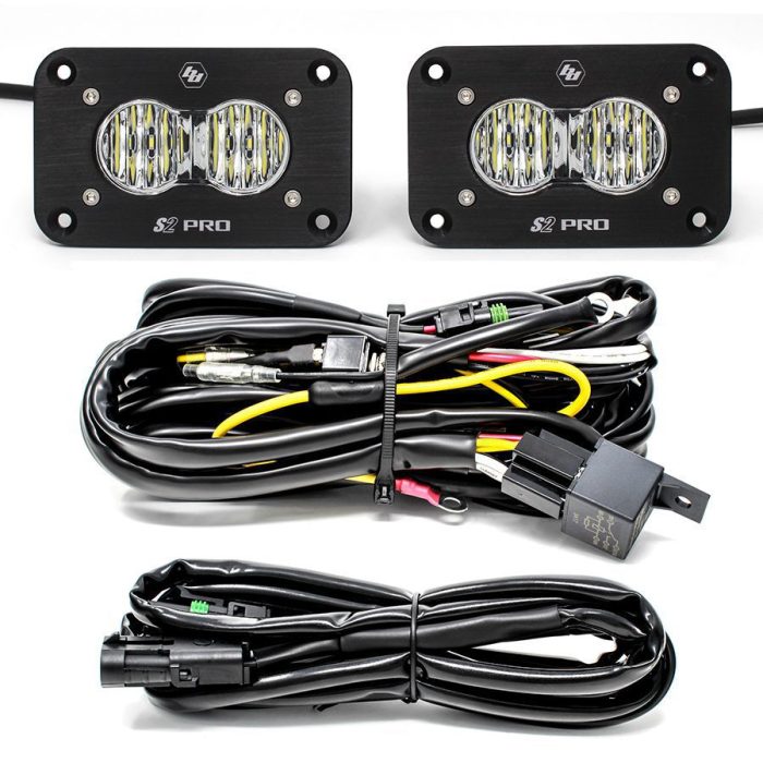 Baja Design S2 Pro, Pair, LED Wide Cornering, Flush, Backup Kit